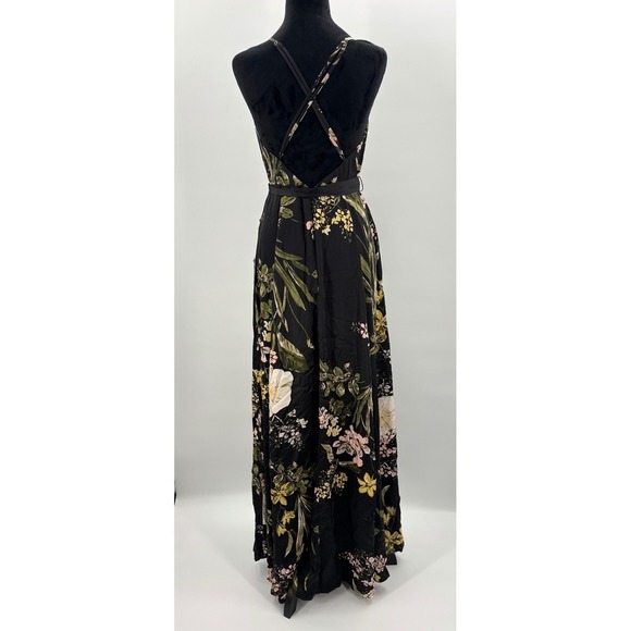 Lulus Still the One Black Floral Print Satin Maxi Dress Size M NWT - Picture 3 of 12